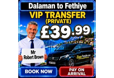 How much does a private taxi transfer cost from Dalaman Airport to Fethiye? 